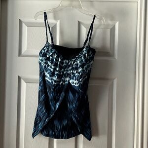 Blue and white Swim Top/ Mircle Suit